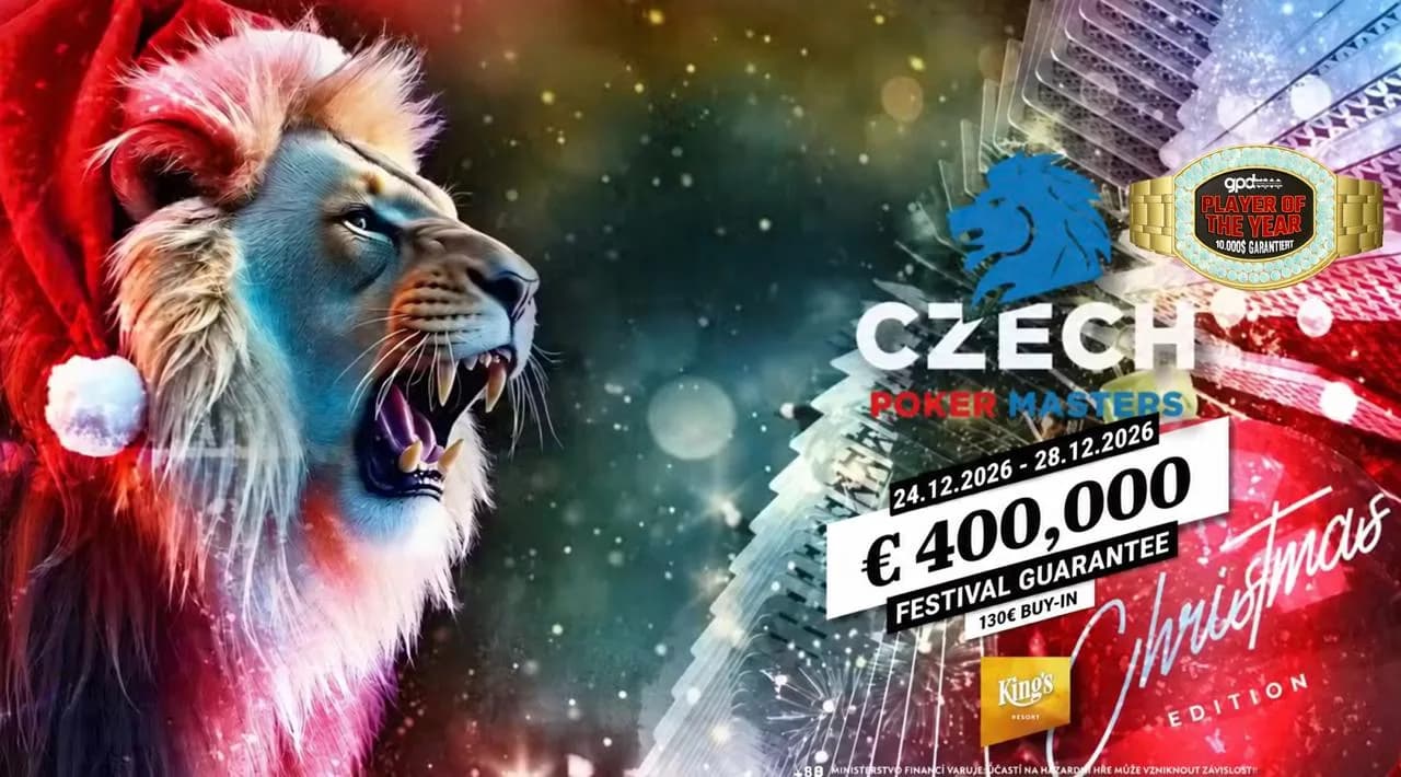 Plakat der Czech Poker Masters Christmas Edition im King’s Resort vom 24. bis 28. Dezember 2026: 400.000 € Festival-Garantie bei 130 € Buy-in